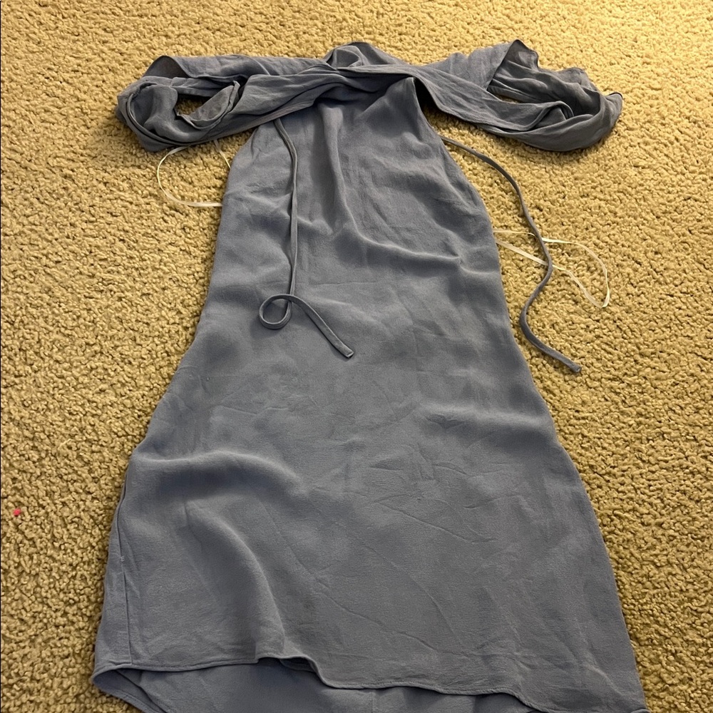 Reformation Strapless Dress in Slate Blue